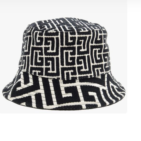 Balmain Men\'s Monogram Jacquard Logo Patch Bucket Hat, Size 2 Brand New main image 4